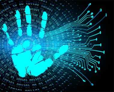 Mavi matrisin arka planında ikili kod