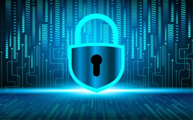 Sayısal arkaplan ve siber güvenlik konusunda kapatılmış asma kilit