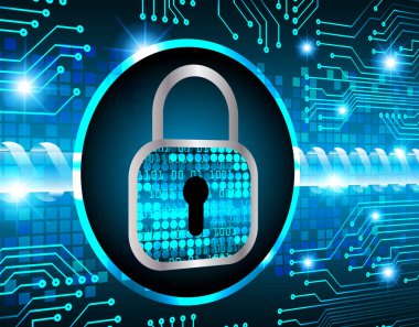 Sayısal arkaplan ve siber güvenlik konusunda kapatılmış asma kilit