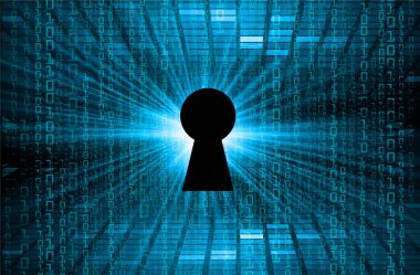 anahtar deliği ile arkaplan vektör illüstrasyonu, dijital güvenlik kavramı