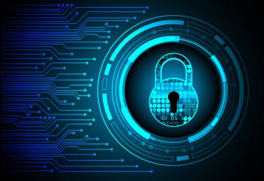 Sayısal arkaplan ve siber güvenlik konusunda kapatılmış asma kilit