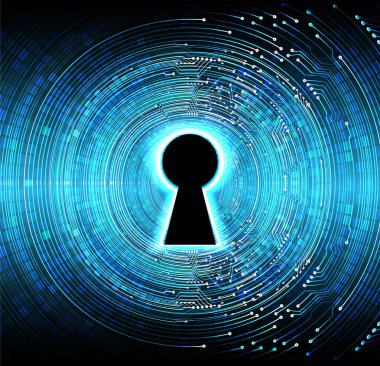 anahtar deliği ile arkaplan vektör illüstrasyonu, dijital güvenlik kavramı