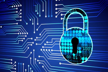 Sayısal arkaplan ve siber güvenlik konusunda kapatılmış asma kilit