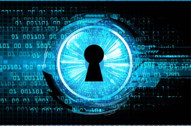 anahtar deliği ile arkaplan vektör illüstrasyonu, dijital güvenlik kavramı