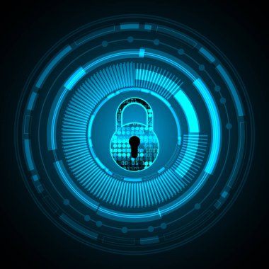 Sayısal arkaplan ve siber güvenlik konusunda kapatılmış asma kilit