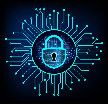 Sayısal arkaplan ve siber güvenlik konusunda kapatılmış asma kilit