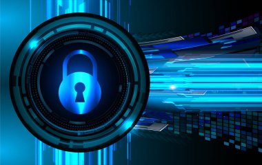 Sayısal arkaplan ve siber güvenlik konusunda kapatılmış asma kilit