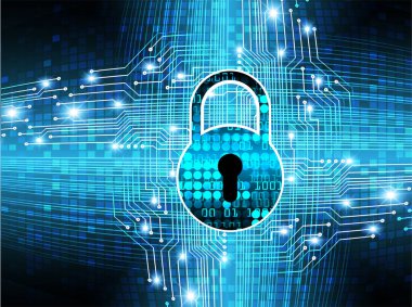 Sayısal arkaplan ve siber güvenlik konusunda kapatılmış asma kilit