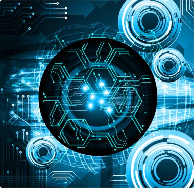 Mavi göz siber devre gelecekteki teknoloji konsepti