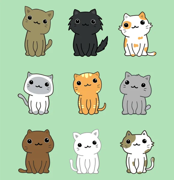 Conjunto Gatos Lindos Ilustración Vectorial — Vector de stock