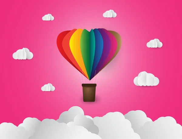 Ilustração Vetorial Balões Voadores Com Nuvens — Vetor de Stock