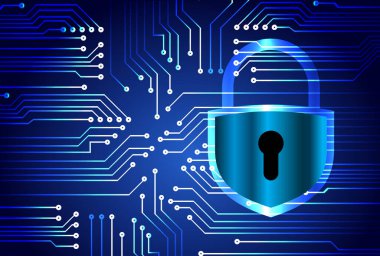 Sayısal arkaplan ve siber güvenlik konusunda kapatılmış asma kilit