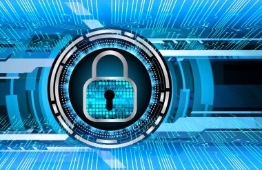 Sayısal arkaplan ve siber güvenlik konusunda kapatılmış asma kilit