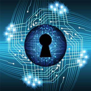 anahtar deliği ile arkaplan vektör illüstrasyonu, dijital güvenlik kavramı