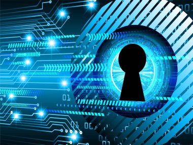 anahtar deliği ile arkaplan vektör illüstrasyonu, dijital güvenlik kavramı