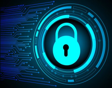 Dolabı olan arka plan vektör illüstrasyonu, dijital güvenlik kavramı