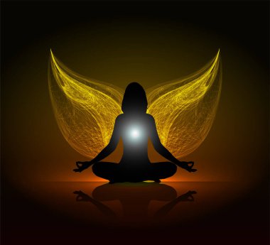 Yoga meditasyonu. vektör illüstrasyonu