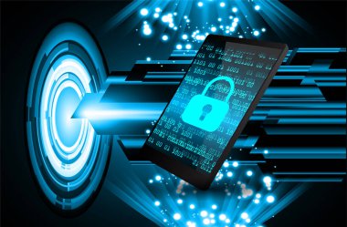 Dolabı olan arka plan vektör illüstrasyonu, dijital güvenlik kavramı