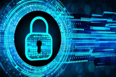 Dolap ve dijital güvenlik kavramına sahip fütüristik arka plan