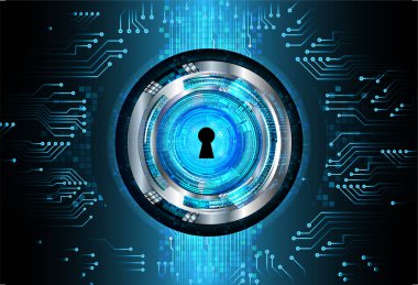 anahtar deliği ile arkaplan vektör illüstrasyonu, dijital güvenlik kavramı