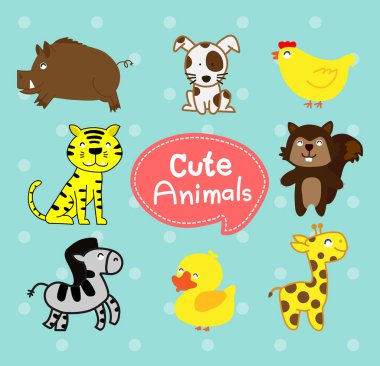 Hayvanların ve kuşların vektör çizimi