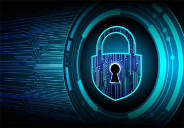 Dolabı olan arka plan vektör illüstrasyonu, dijital güvenlik kavramı