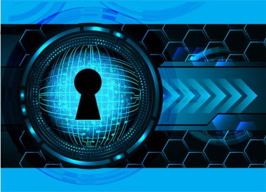 anahtar deliği ile arkaplan vektör illüstrasyonu, dijital güvenlik kavramı