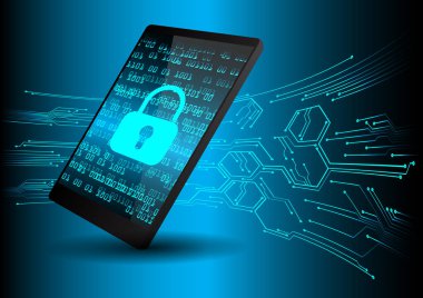 Dolabı olan arka plan vektör illüstrasyonu, dijital güvenlik kavramı