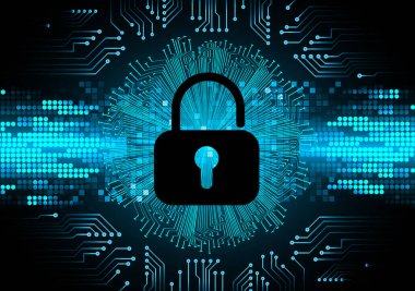 Dolabı olan arka plan vektör illüstrasyonu, dijital güvenlik kavramı