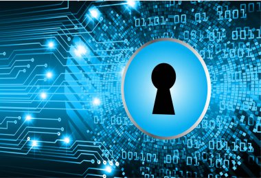 anahtar deliği ile arkaplan vektör illüstrasyonu, dijital güvenlik kavramı