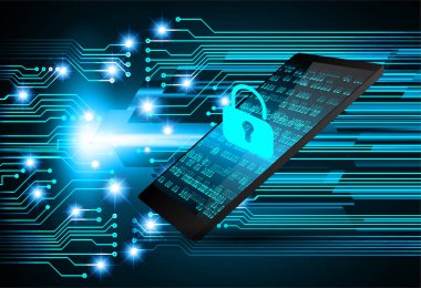 Dolabı olan arka plan vektör illüstrasyonu, dijital güvenlik kavramı