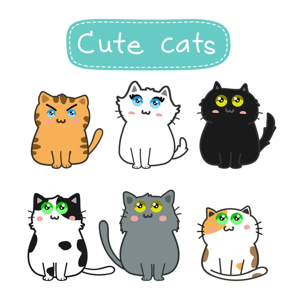 Ensemble Chats Mignons Illustration Vectorielle — Image vectorielle