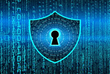 anahtar deliği ile arkaplan vektör illüstrasyonu, dijital güvenlik kavramı