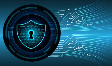 anahtar deliği ile arkaplan vektör illüstrasyonu, dijital güvenlik kavramı