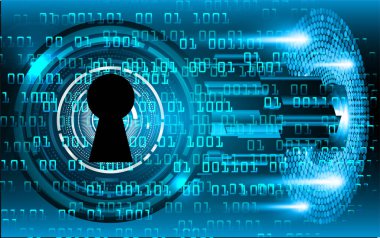 anahtar deliği ile arkaplan vektör illüstrasyonu, dijital güvenlik kavramı