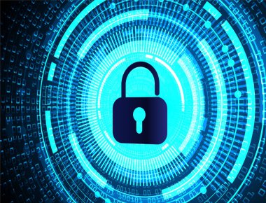 Dolabı olan arka plan vektör illüstrasyonu, dijital güvenlik kavramı