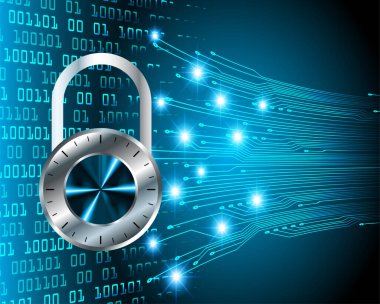 Dolap ve dijital güvenlik kavramına sahip fütüristik arka plan