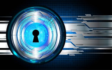 anahtar deliği ile arkaplan vektör illüstrasyonu, dijital güvenlik kavramı