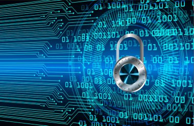 Dolap ve dijital güvenlik kavramına sahip fütüristik arka plan