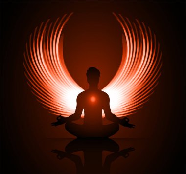 Meditasyon silueti. vektör illüstrasyonu