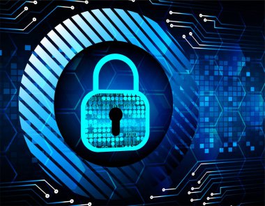 Dolabı olan arka plan vektör illüstrasyonu, dijital güvenlik kavramı