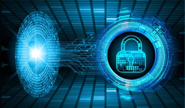 Sayısal arkaplan ve siber güvenlik konusunda kapatılmış asma kilit