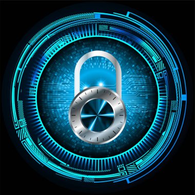 Dolap ve dijital güvenlik kavramına sahip fütüristik arka plan