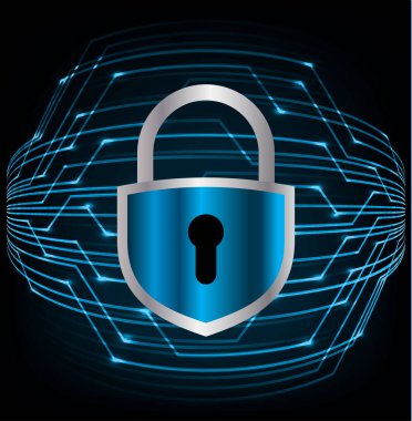 Dolap ve dijital güvenlik kavramına sahip fütüristik arka plan