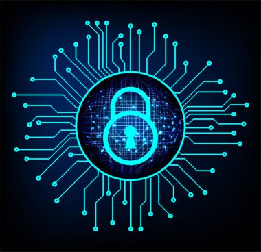 Dolabı olan arka plan vektör illüstrasyonu, dijital güvenlik kavramı