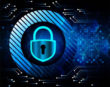 Dolabı olan arka plan vektör illüstrasyonu, dijital güvenlik kavramı