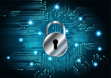 Dolabı olan arka plan vektör illüstrasyonu, dijital güvenlik kavramı