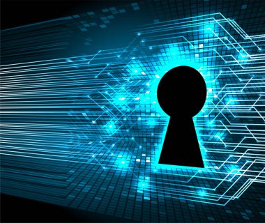 anahtar deliği ile arkaplan vektör illüstrasyonu, dijital güvenlik kavramı