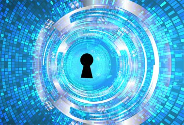 anahtar deliği ile arkaplan vektör illüstrasyonu, dijital güvenlik kavramı