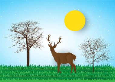 Tarladaki bir geyiğin vektör çizimi